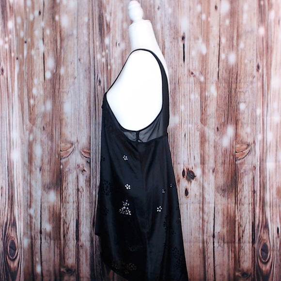 Free People silky, black, hi lo tunic top, Medium - Picture 4 of 5